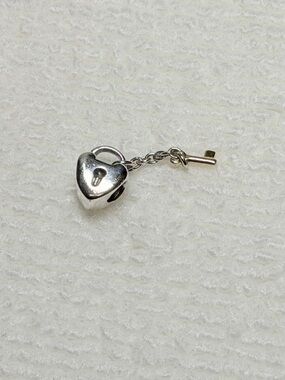 Authentic Pandora Two-Tone Heart Padlock & 14k Gold Key Charm